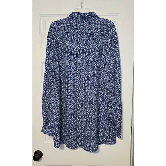 Shaquille O'Neal XLG Big Fit Cooling‎ Dress Shirt Blue Floral 18.5 36/36 XL - Picture 2 of 5
